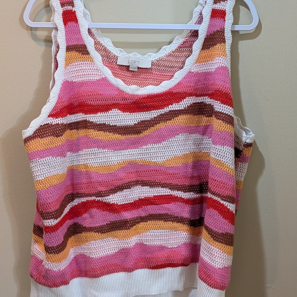 LOFT Women's Colorful Striped Knit Tank Top